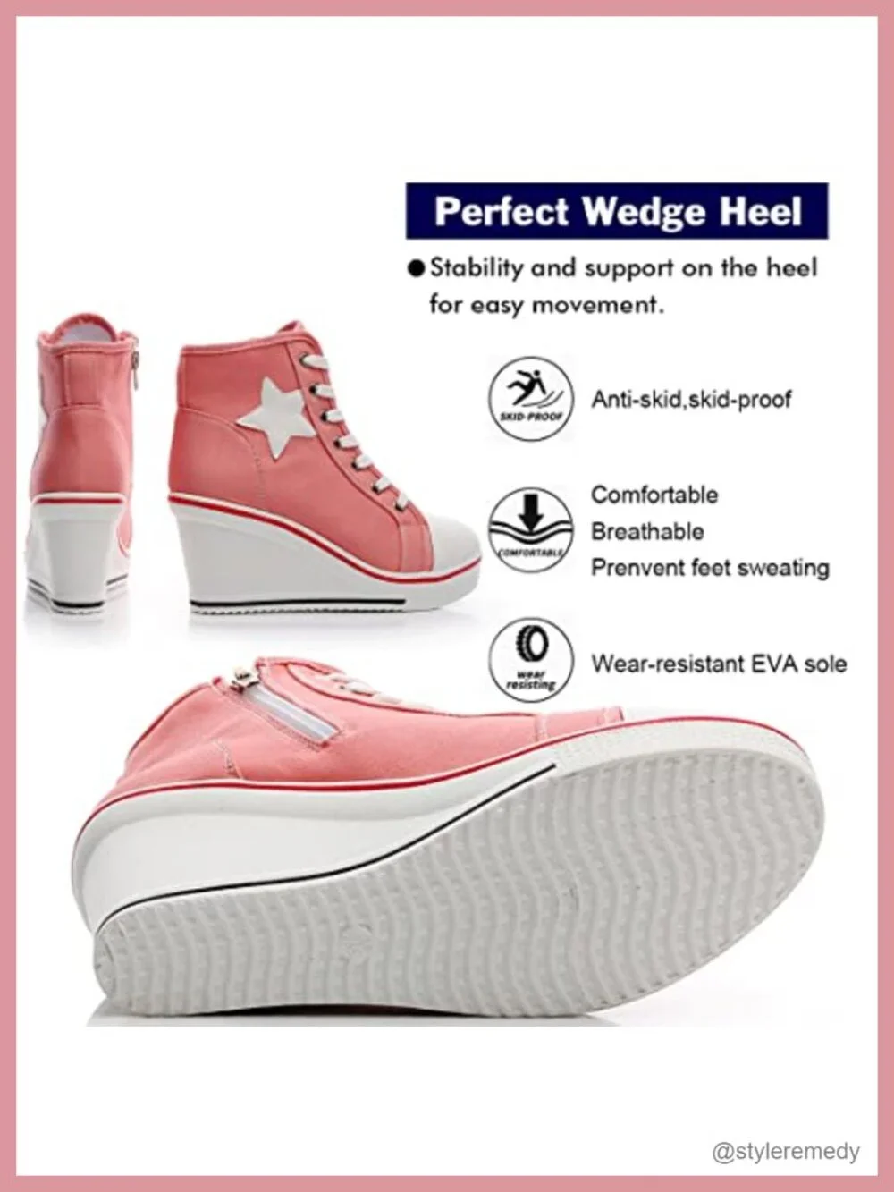 Women's Platform Wedge Sneakers Lace Up Canvas High Top Casual Shoes